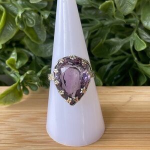 Genuine Amethyst Ring, Sterling Silver, Size 8